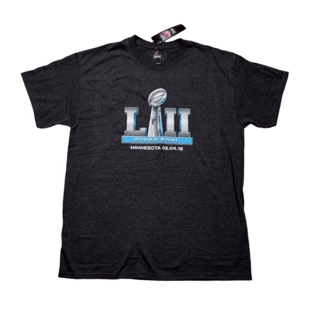 Eagles vs Patriots Super Bowl LII Mens Size Large Shirt Gray Minnesota Stadium